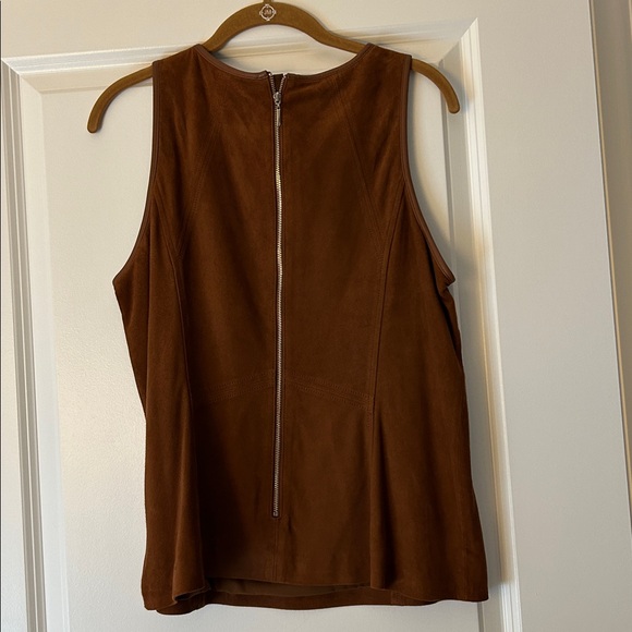 White House Black Market Rich Brown Tank Top genuine suede - Picture 2 of 2